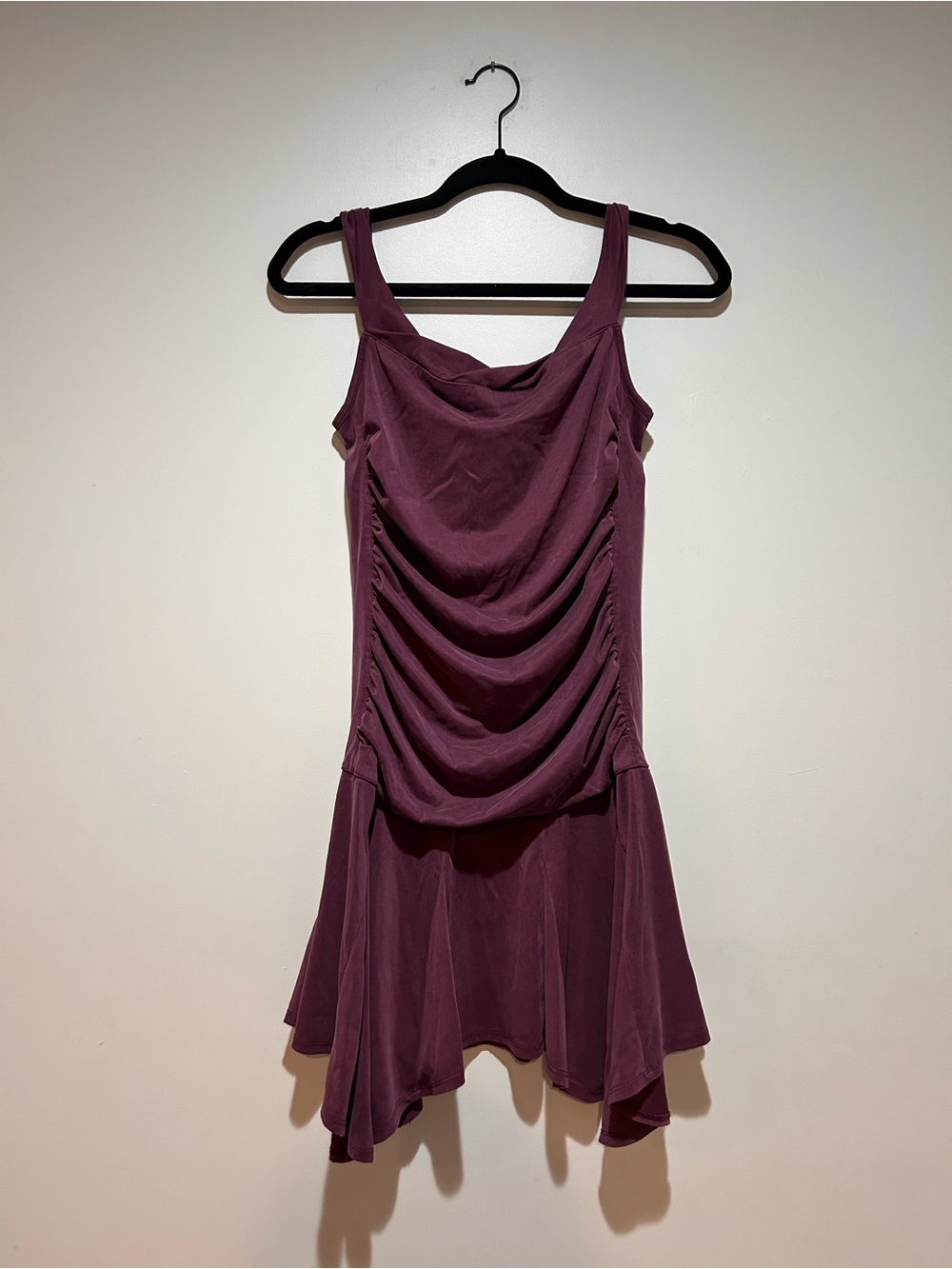 Anthropologie Plum Asymmetrical Ruched Tank Dress